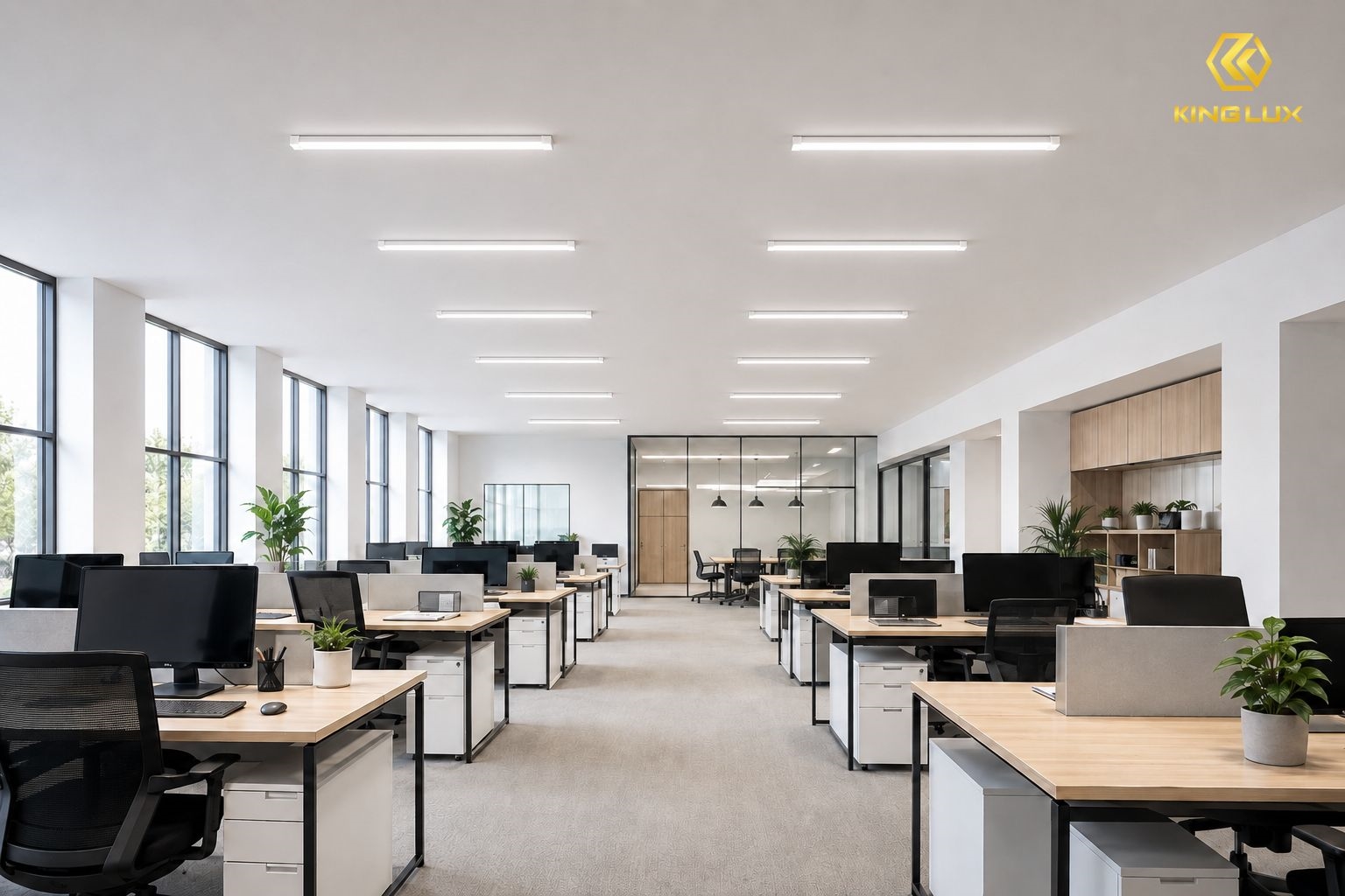 Đèn tuýp LED được ứng dụng làm ánh sáng chung cho văn phòng